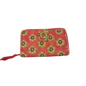 Vera Bradley Pink Swirl Flowers Turn Lock Wallet